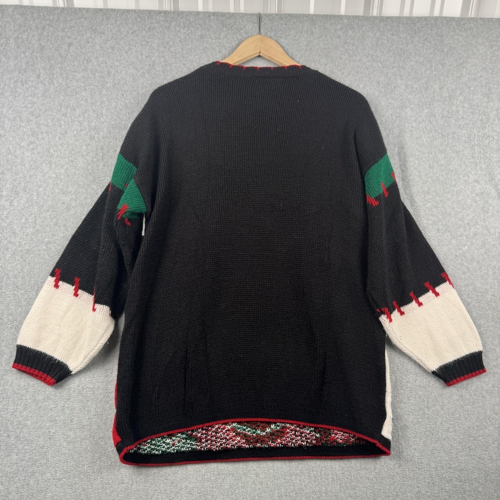 Holiday Time Sweater Womens Medium Red Green Christmas Patchwork Glitter Knit - Picture 3 of 8